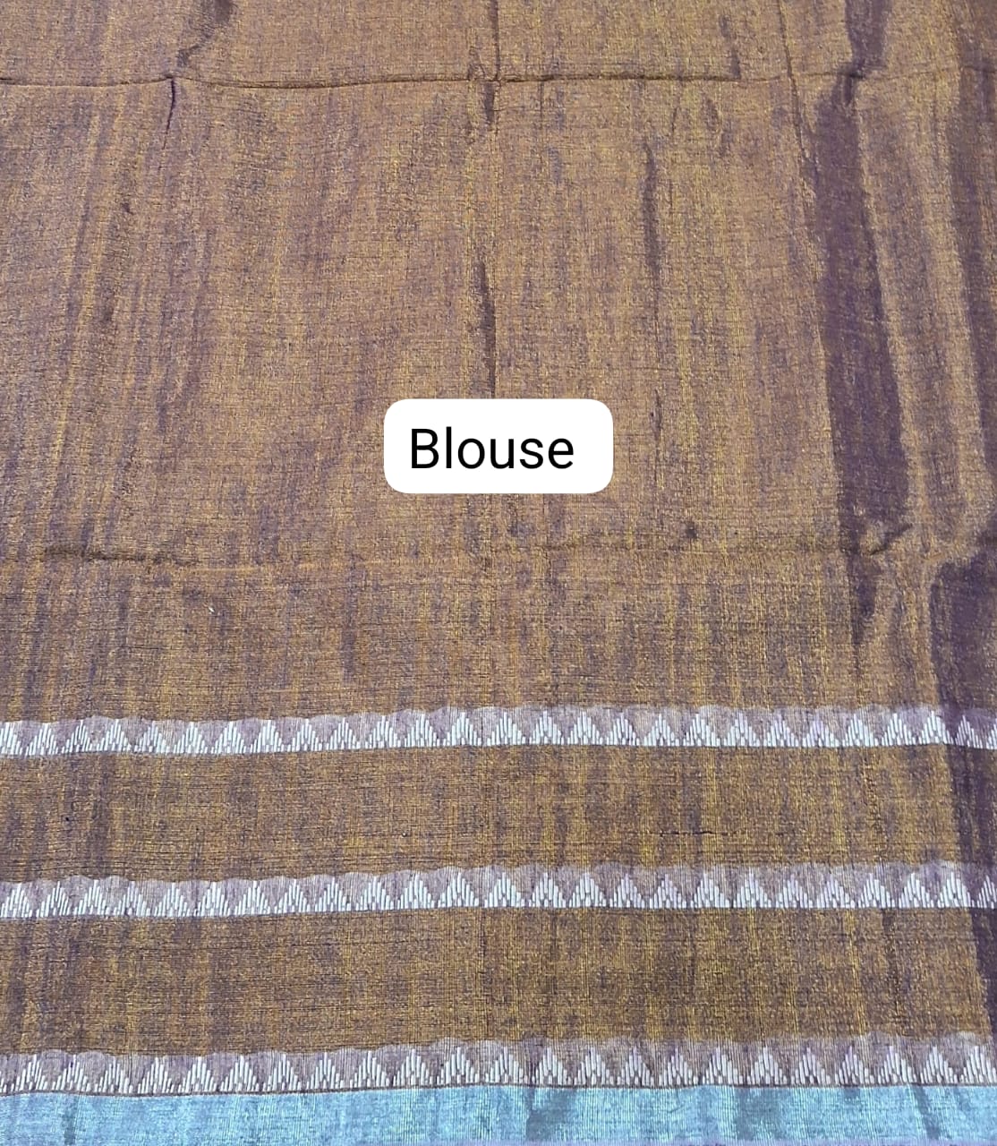 Bronze tone Khadhi Tissue Plain Linen Saree Blouse