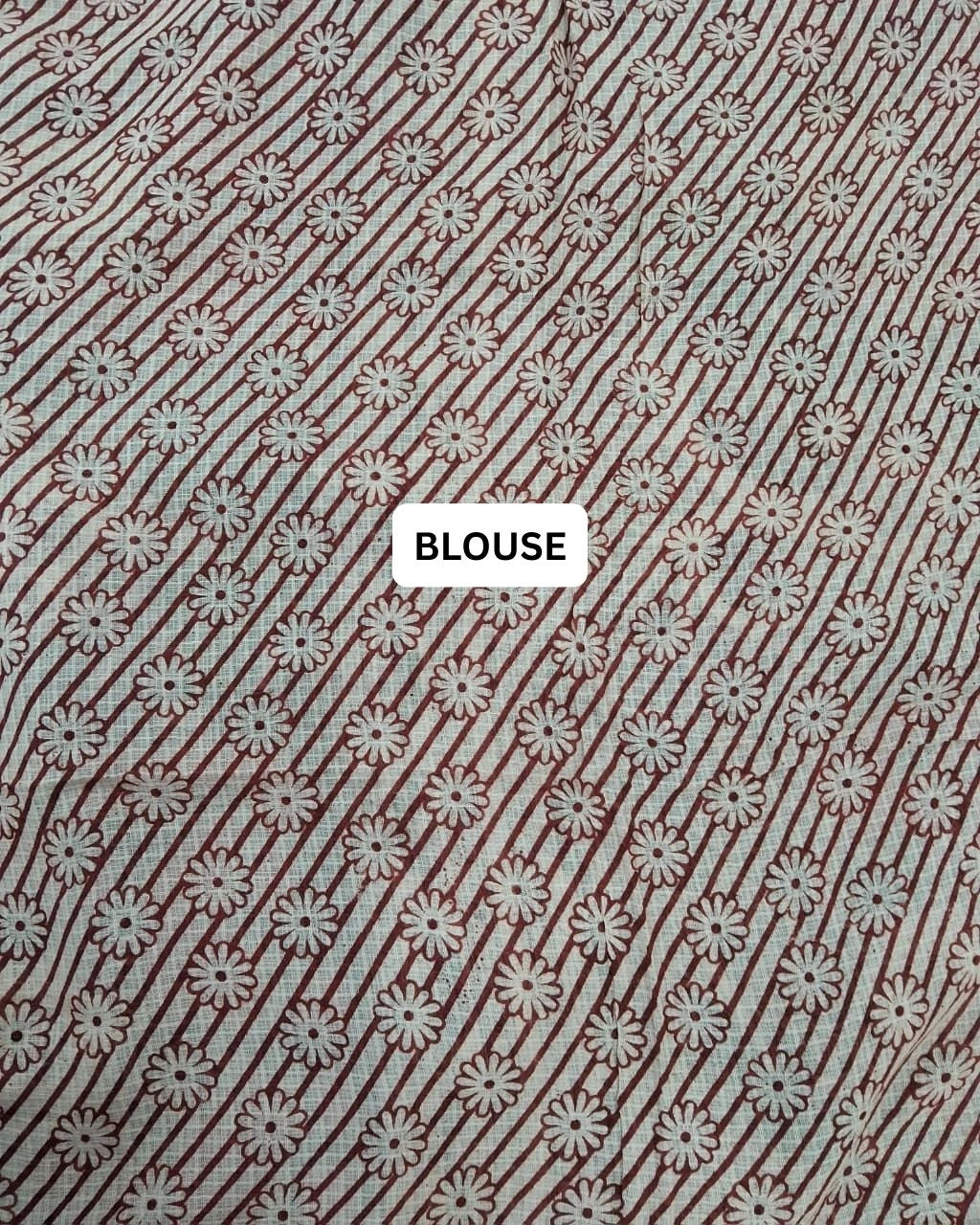 Soft Beige Printed Kalamkari Kota Saree blouse