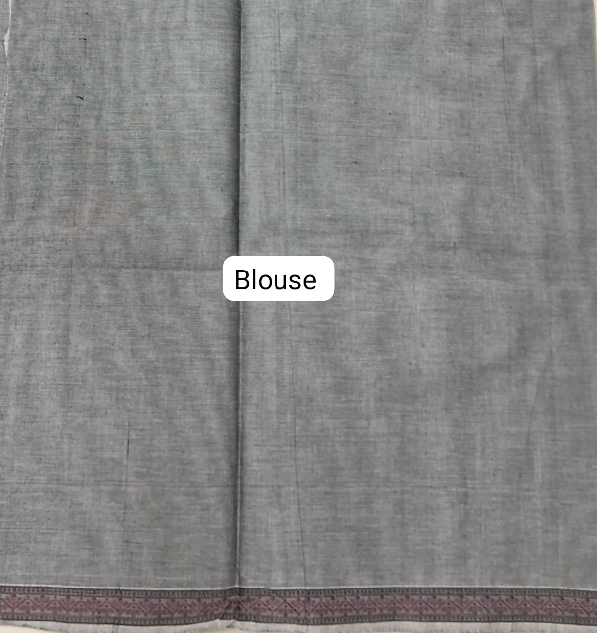 Elephant Grey Korvai Kanchi Cotton Saree Blouse