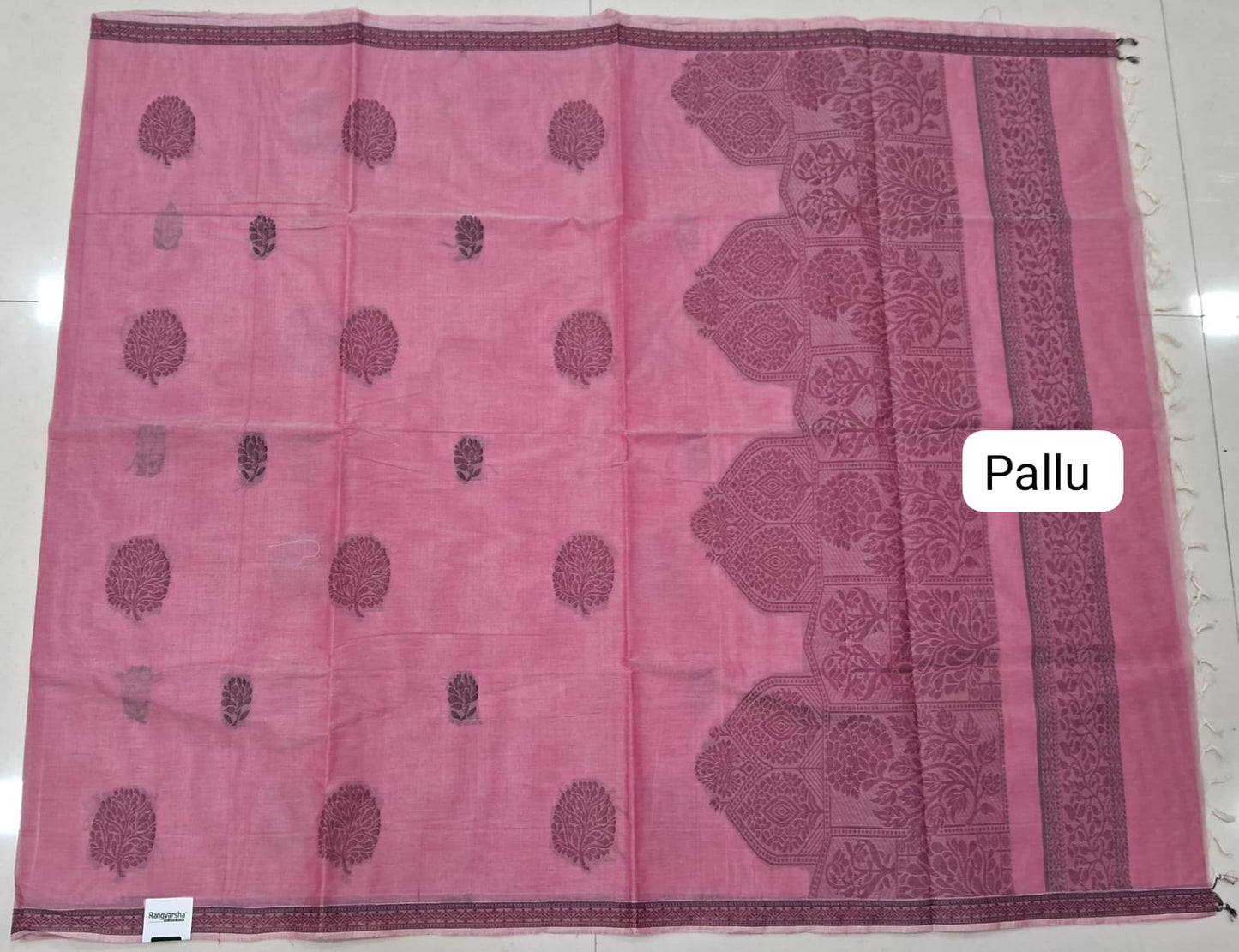 Pink Korvai Kanchi Cotton Saree Pallu