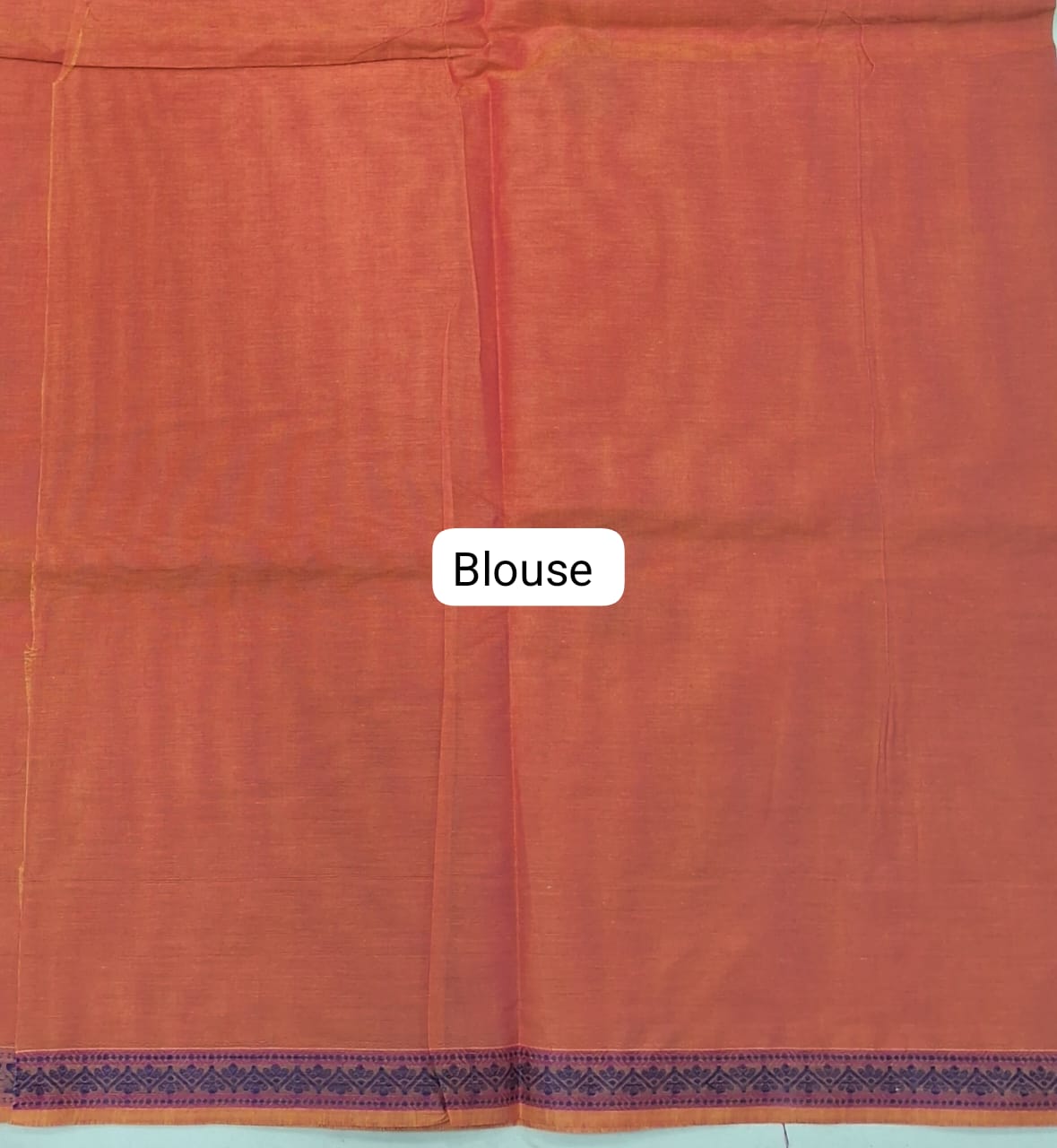 Dark Orange Korvai Kanchi Cotton Saree Blouse