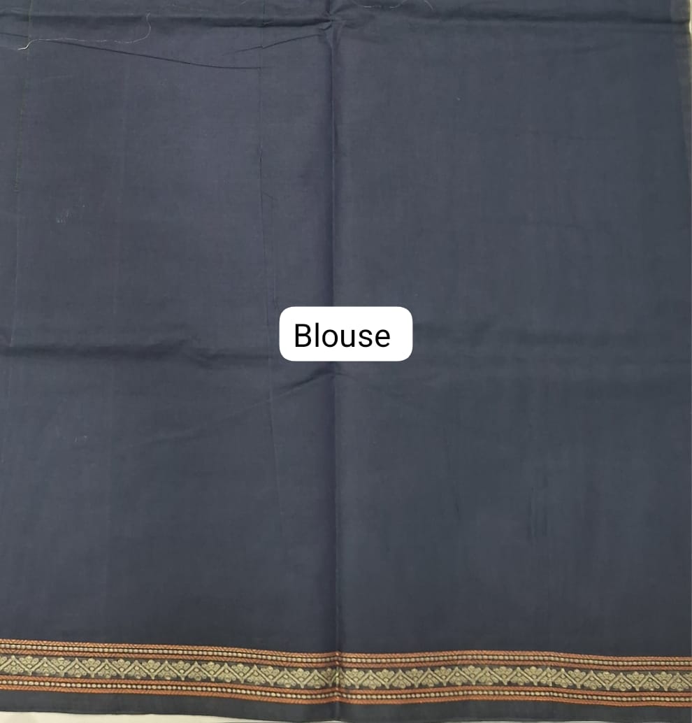 Black Korvai Kanchi Cotton Saree Blouse
