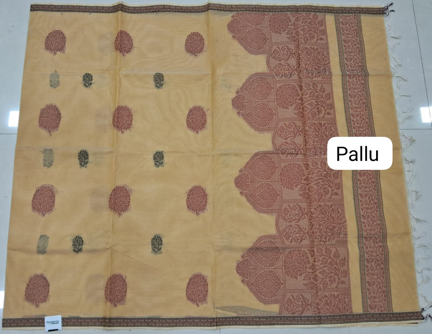 Light Yellow Korvai Kanchi Cotton Saree Pallu