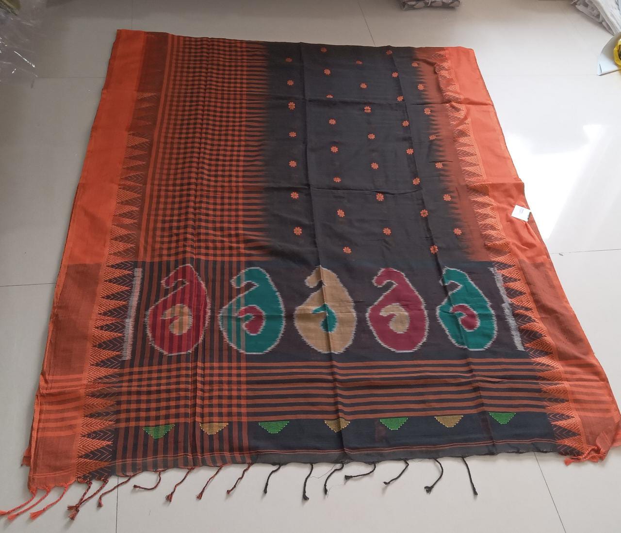 Black Khadhi Cotton Saree