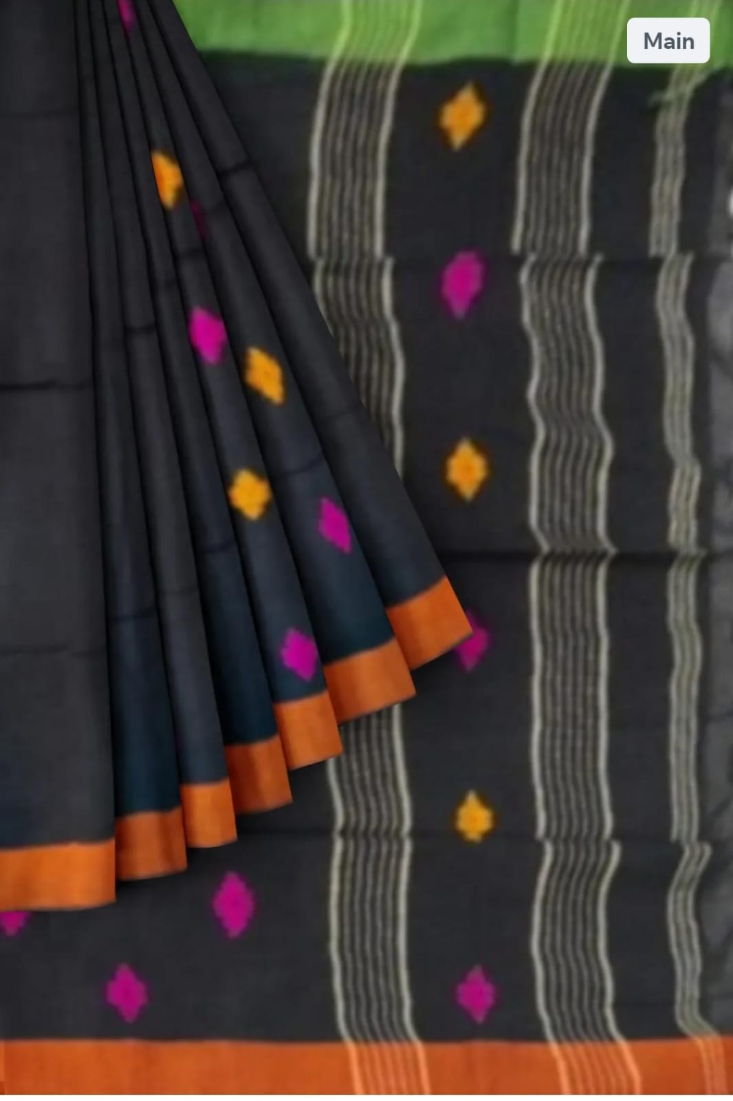 Black Khadhi Cotton Saree