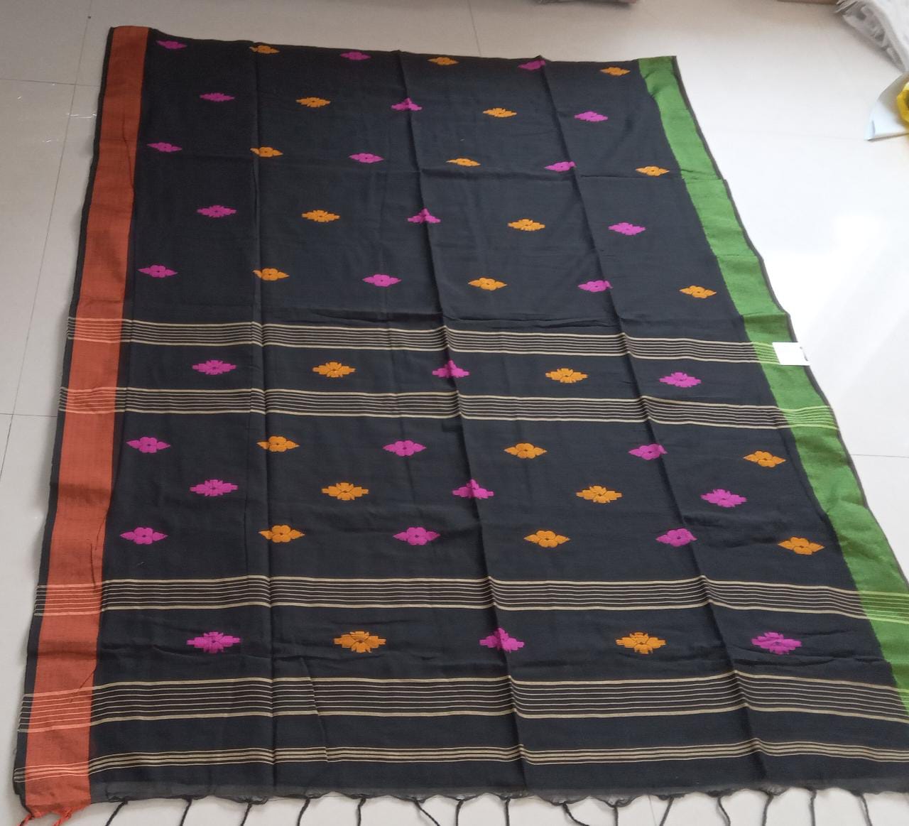 Black Khadhi Cotton Saree
