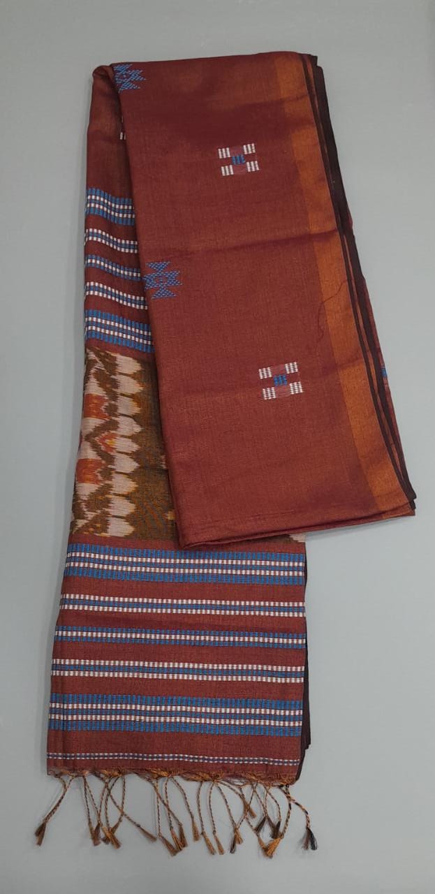Brick red tissue Khadhi Cotton Saree
