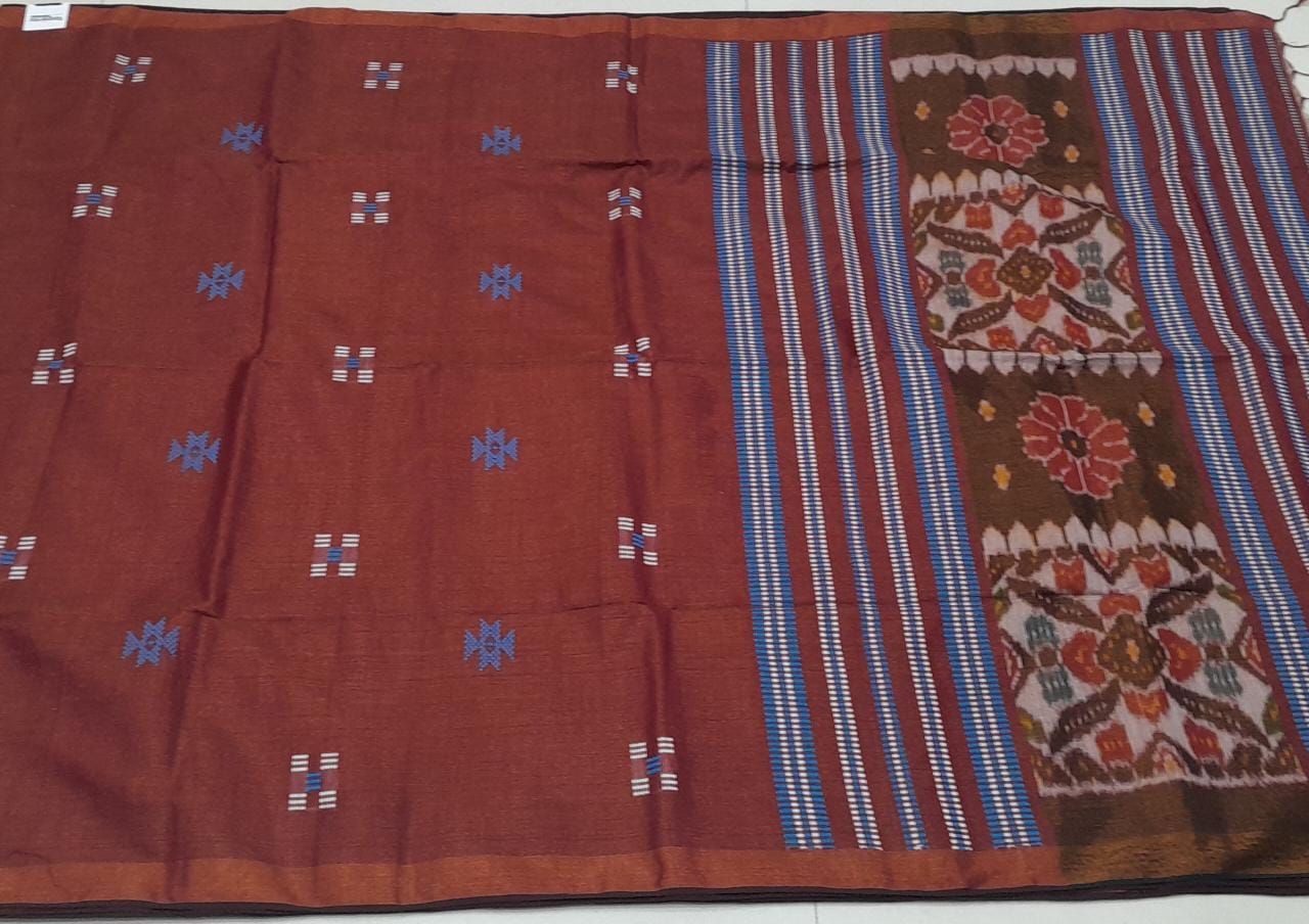 Brick red tissue Khadhi Cotton Saree