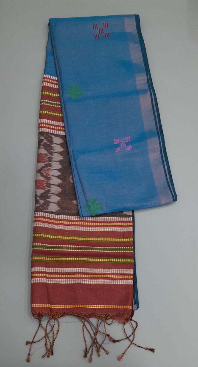 Sky blue tissue Khadhi Cotton Saree