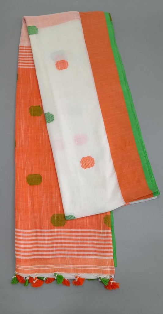 White Khadhi Cotton Saree