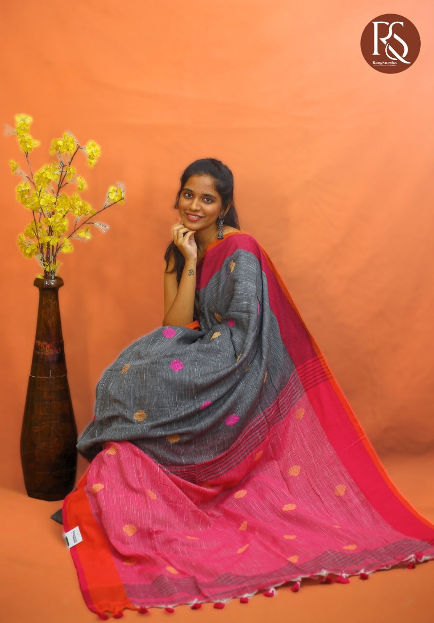Black Khadhi Cotton Saree