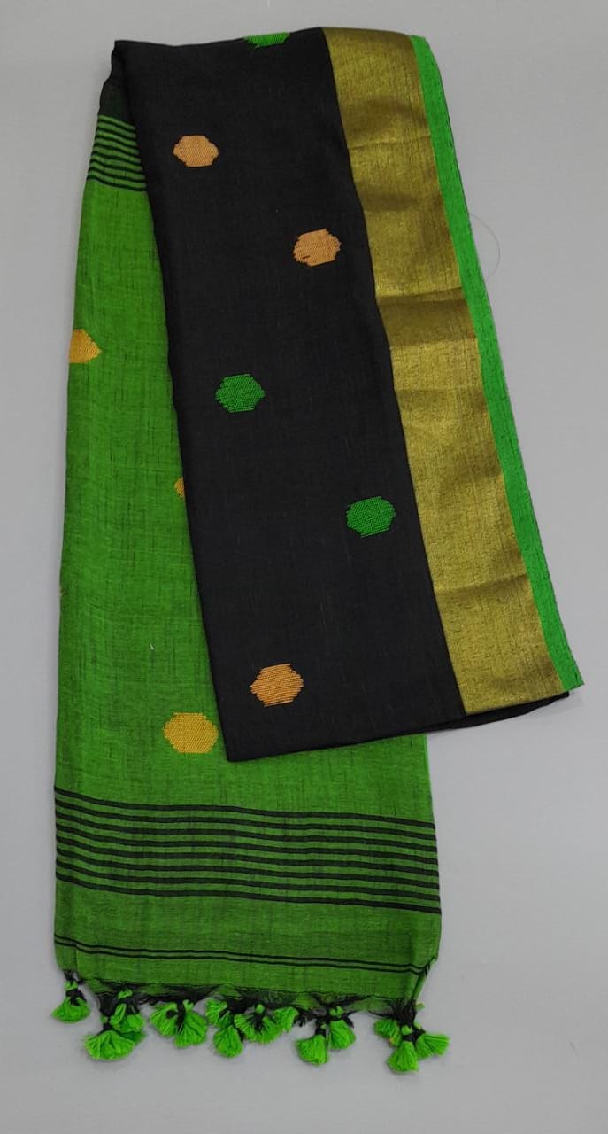 Black Khadhi Cotton Saree