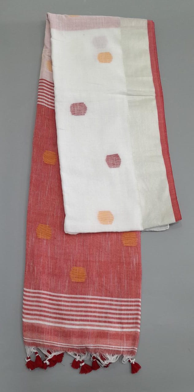 White Khadhi Cotton Saree