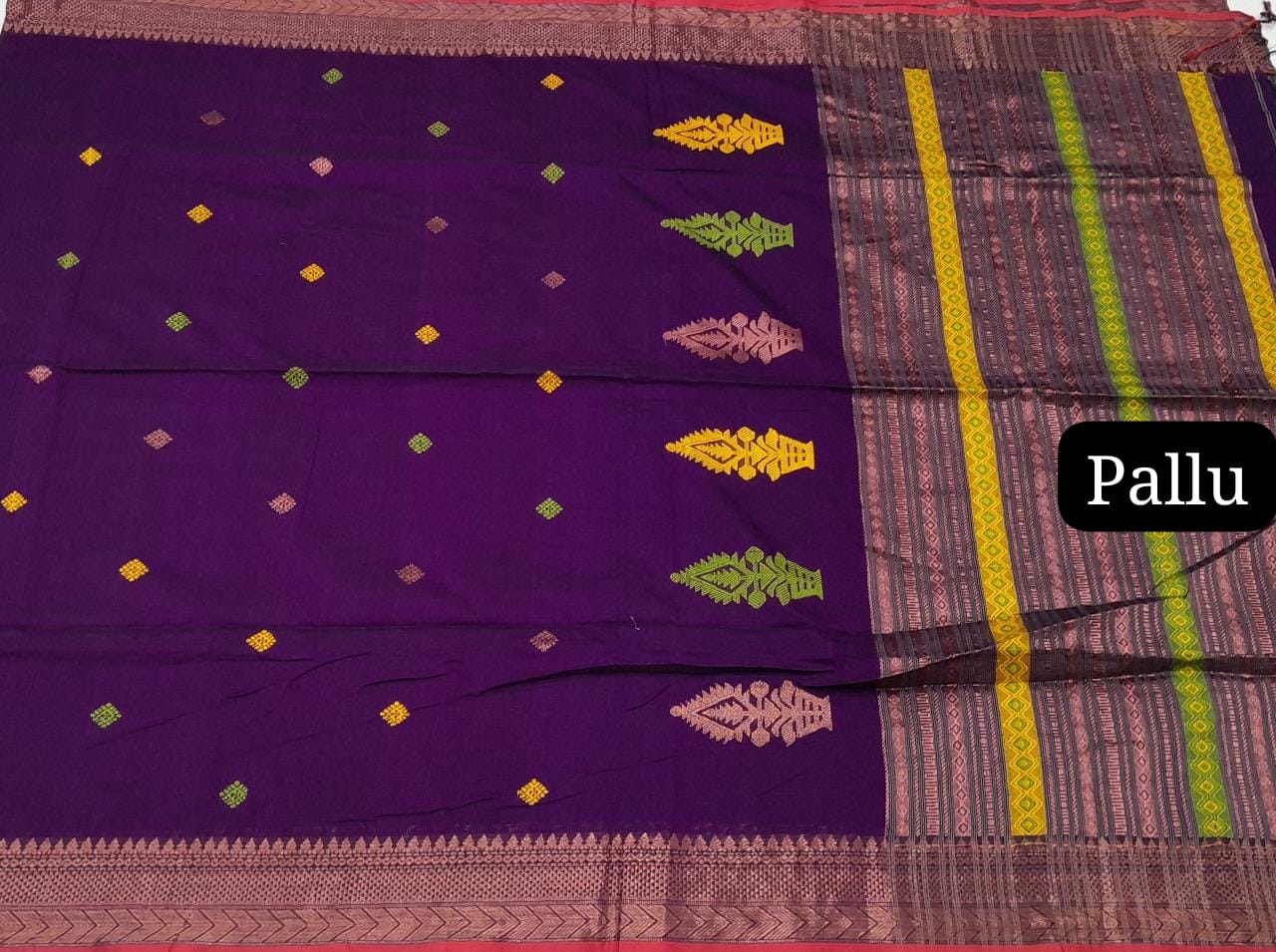 Handwoven purple Khadhi silk cotton saree