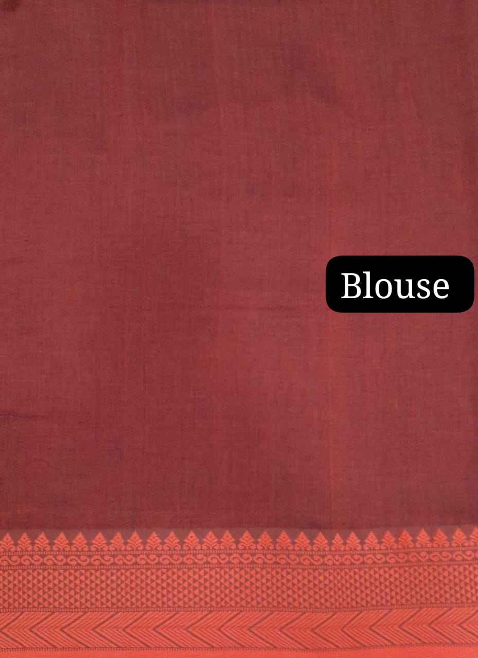 Handwoven bottle green silk cotton saree