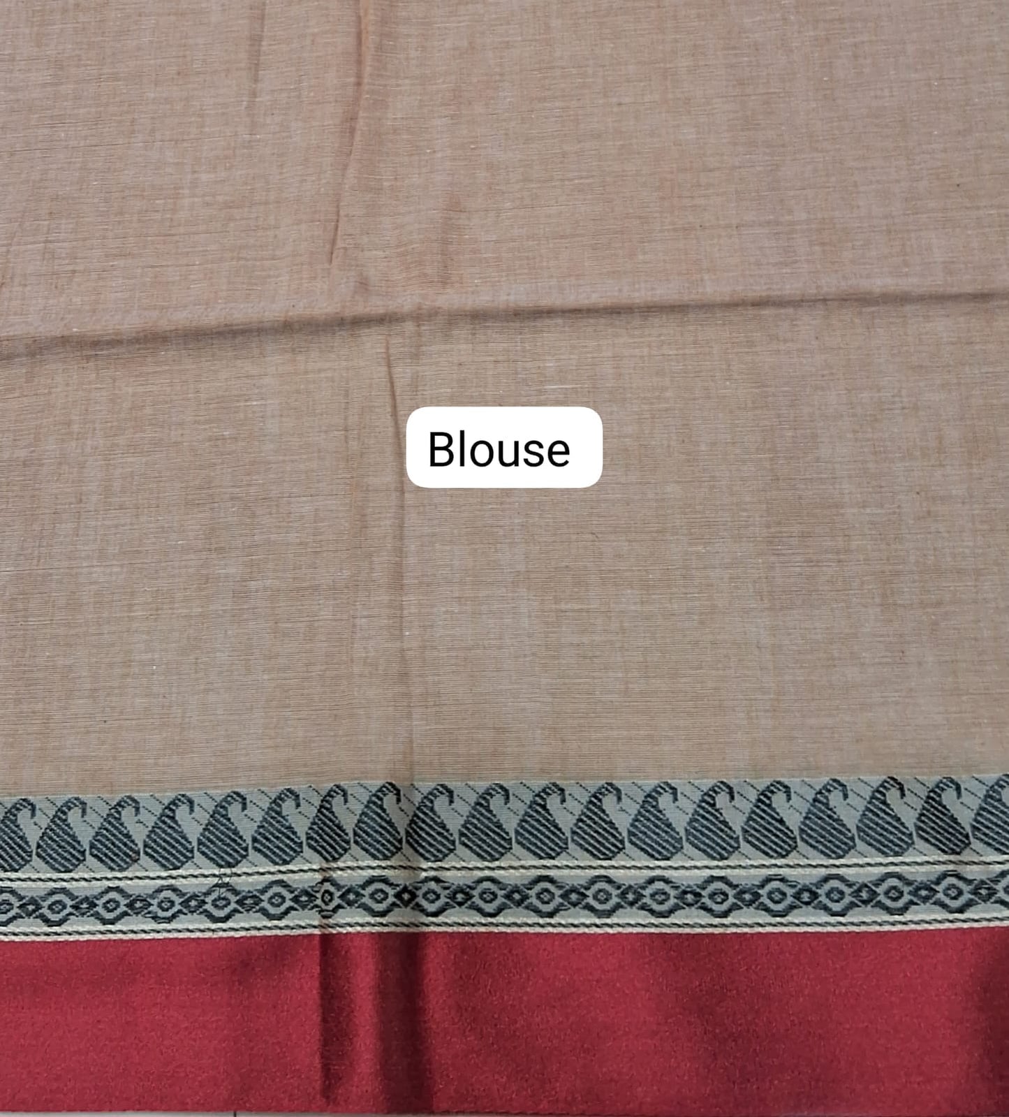 Beige Plain Khadhi Cotton Saree