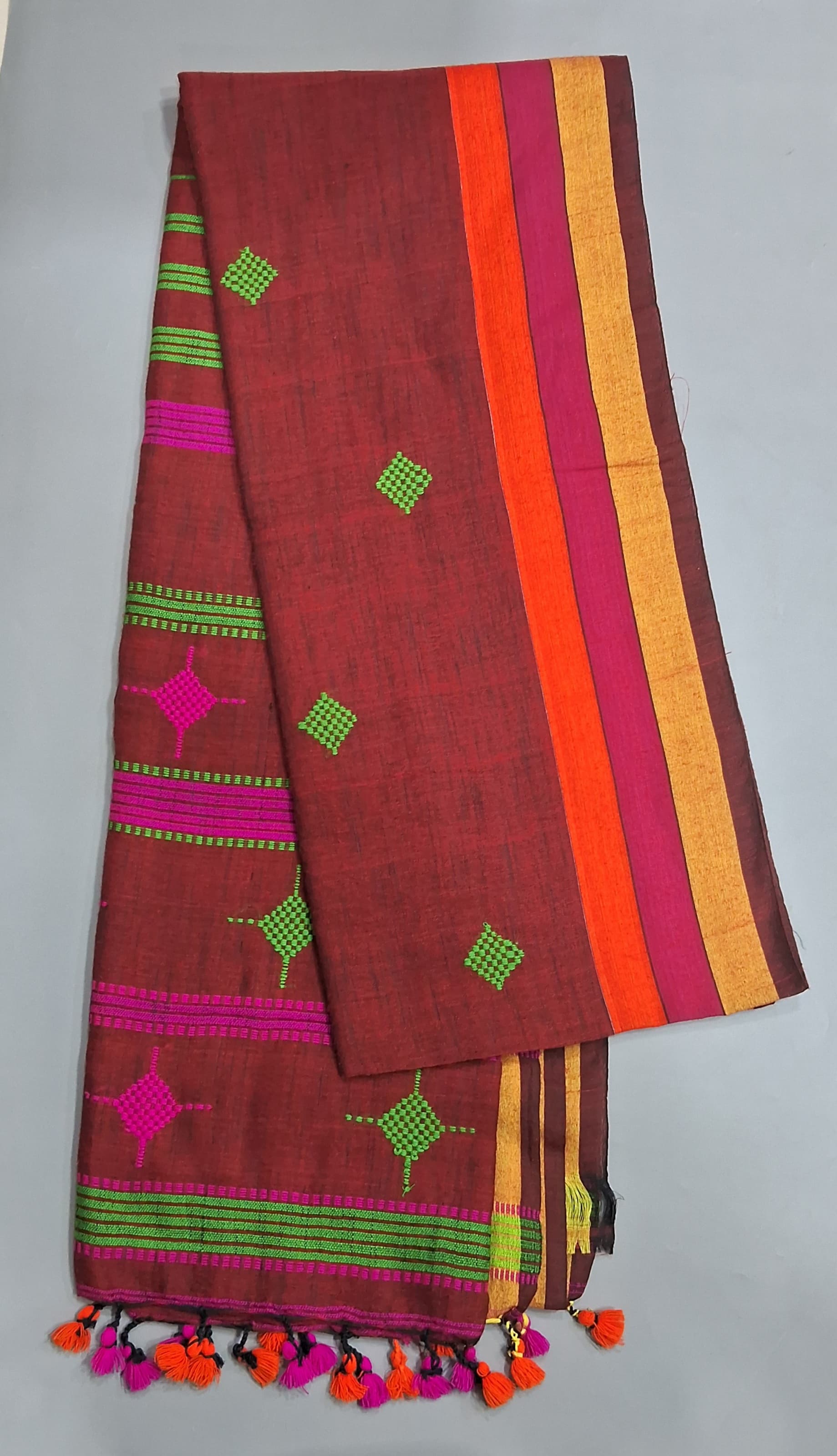 Maroon Khadhi Cotton Saree