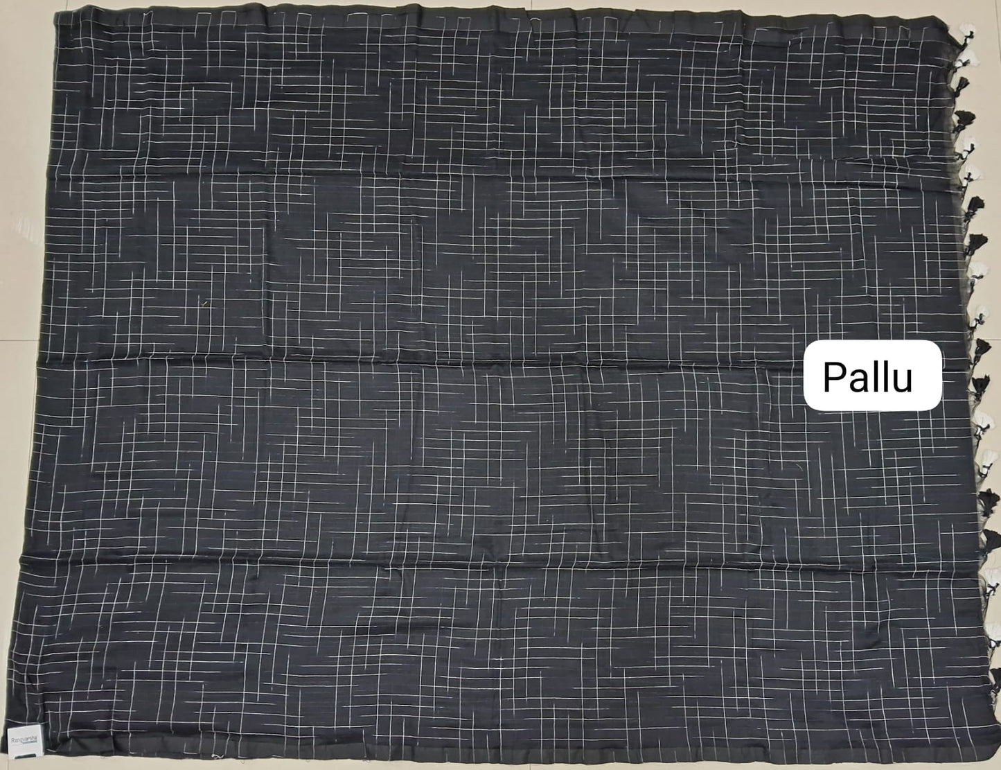 Black Khadhi Cotton Saree pallu