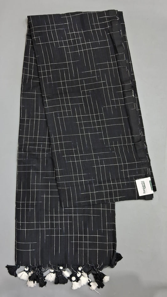 Black Khadhi Cotton Saree