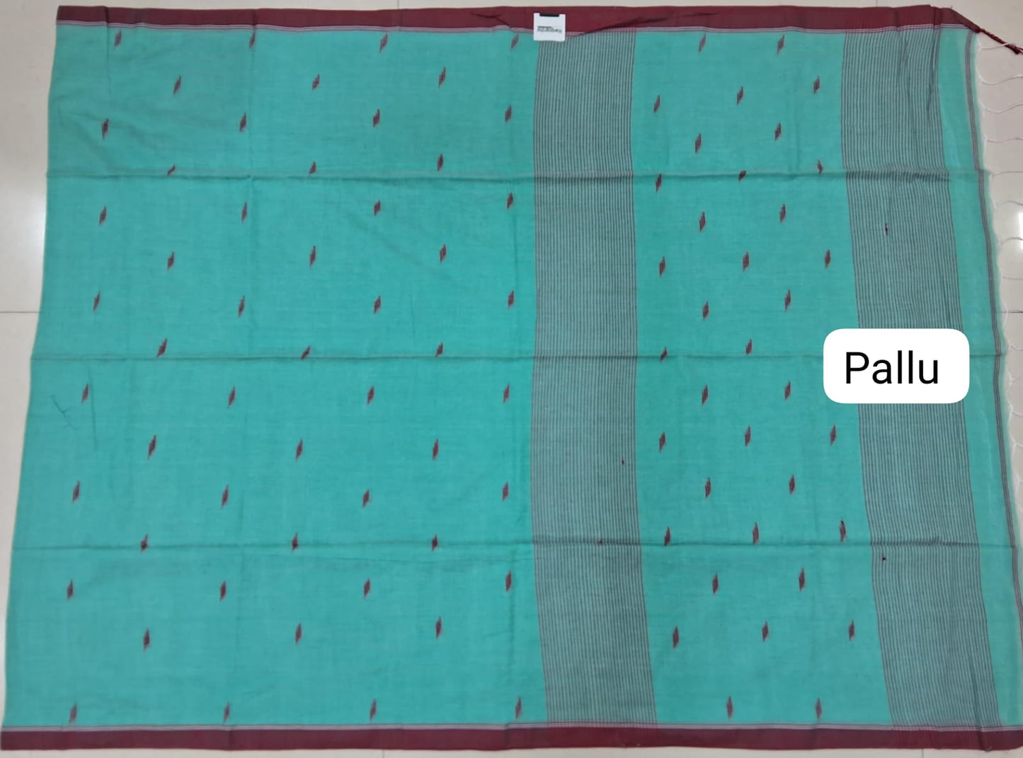 Sky Blue Khadhi Cotton Saree pallu