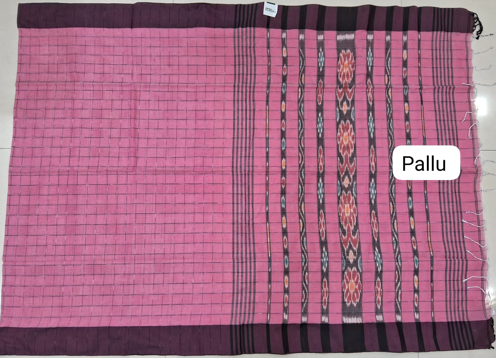 Pink Khadhi Cotton Saree pallu