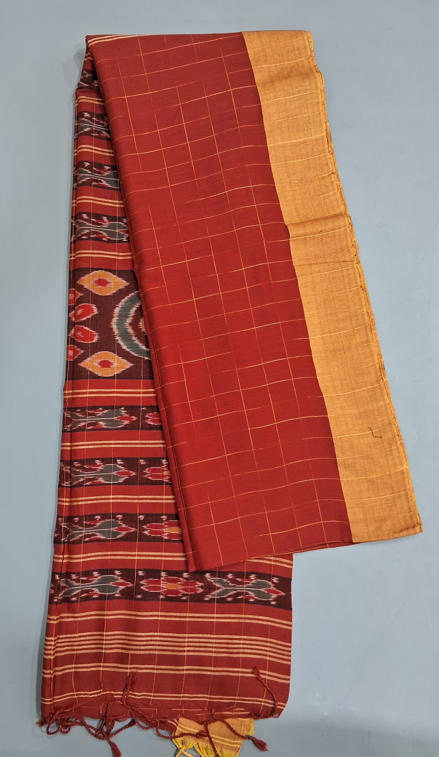 Tomato red Khadhi Cotton Saree