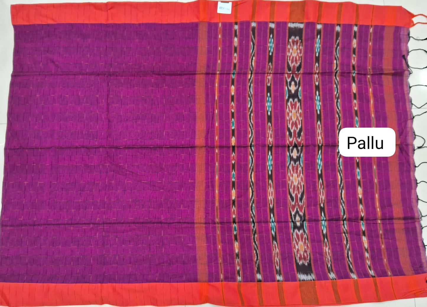 Purple Khadhi Cotton Saree pallu