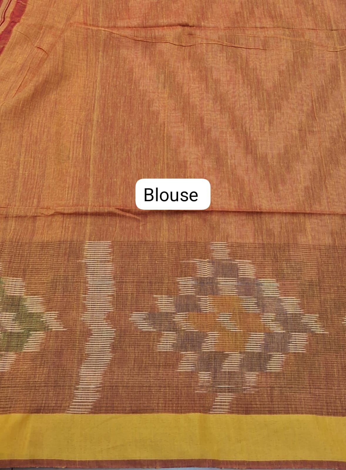 Mustard Yellow Khadhi Cotton Saree blouse