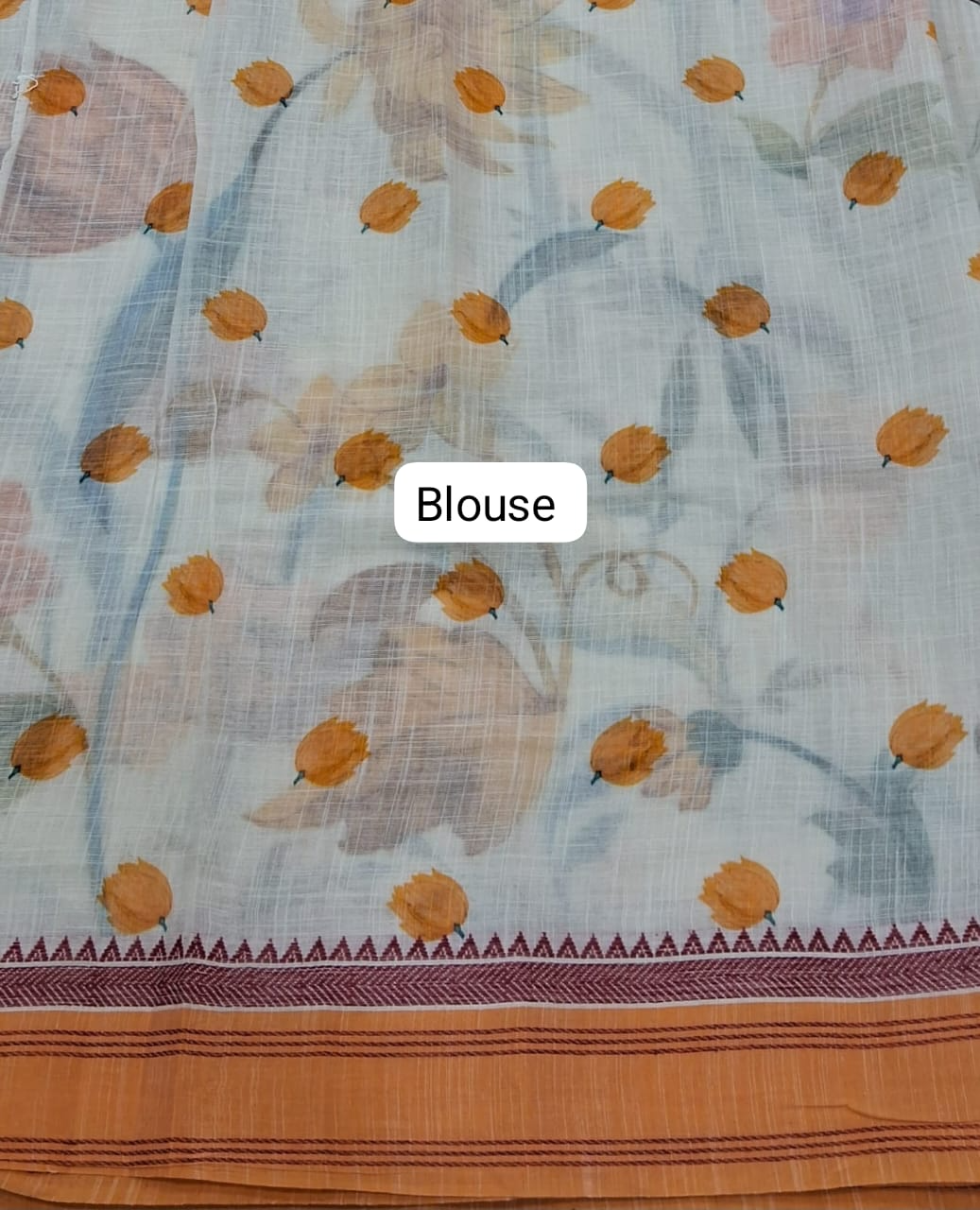 White Khadhi Cotton Saree Blouse