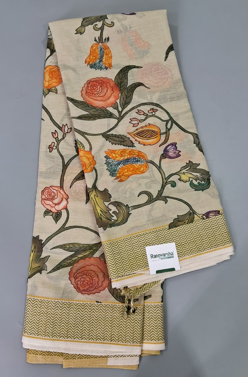 Beige Khadhi Cotton Saree