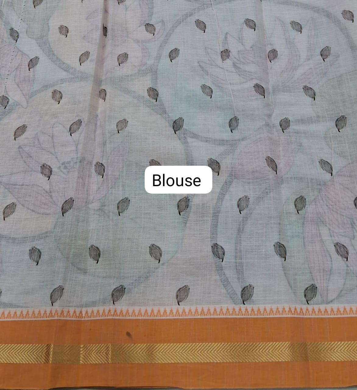 White Khadhi Cotton Saree Blouse