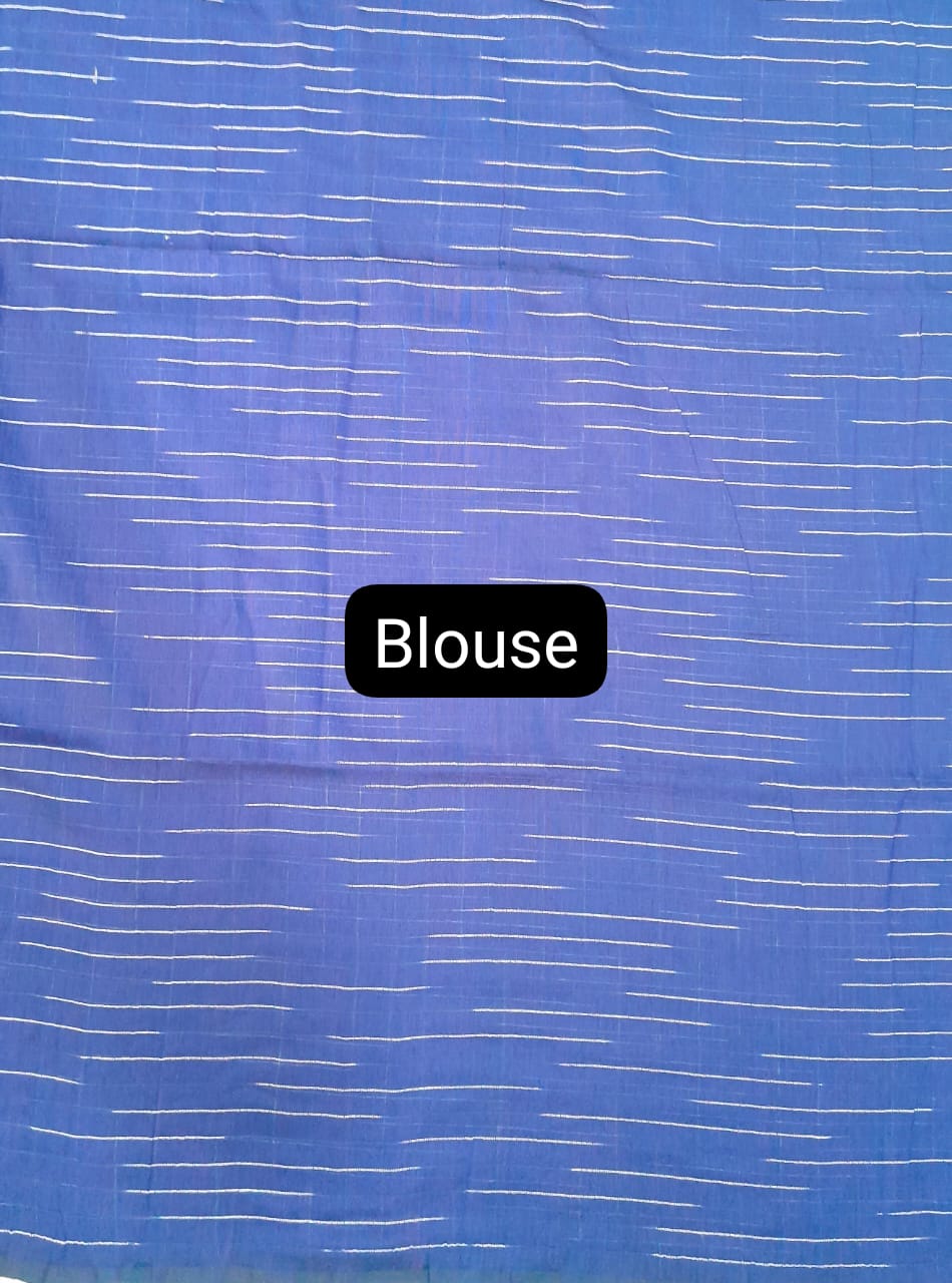 Royal Blue Khadhi Ikkat Cotton Saree