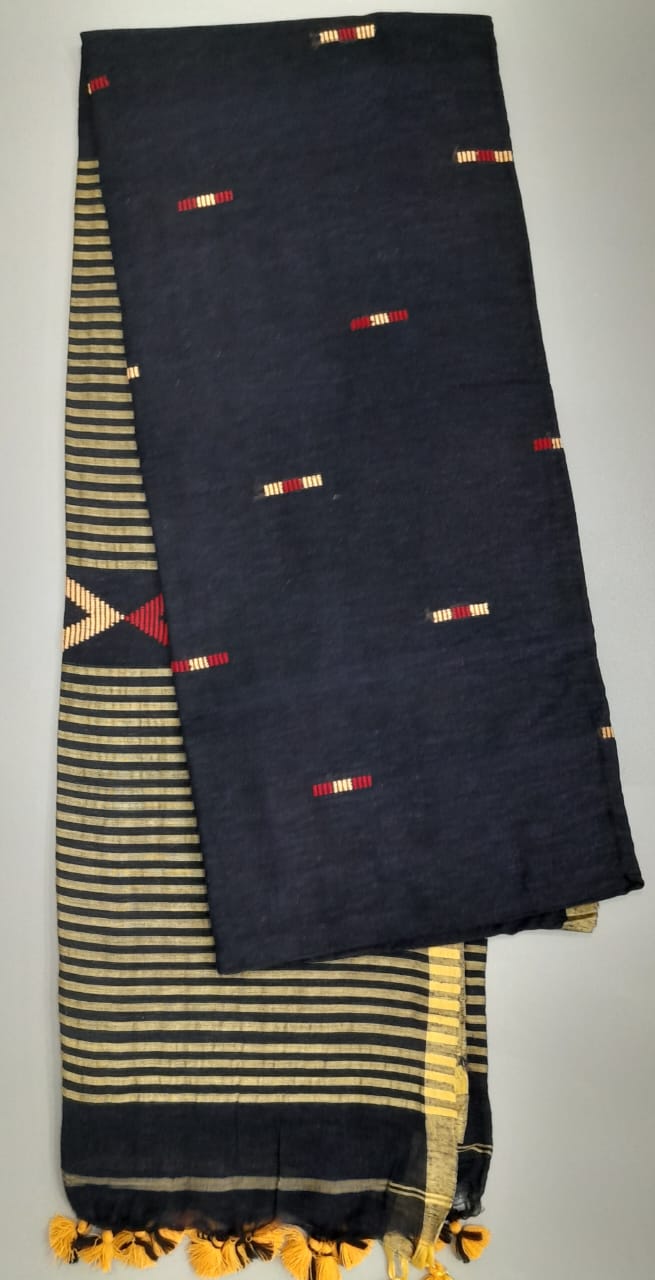 Navy blue Khadhi Cotton Saree