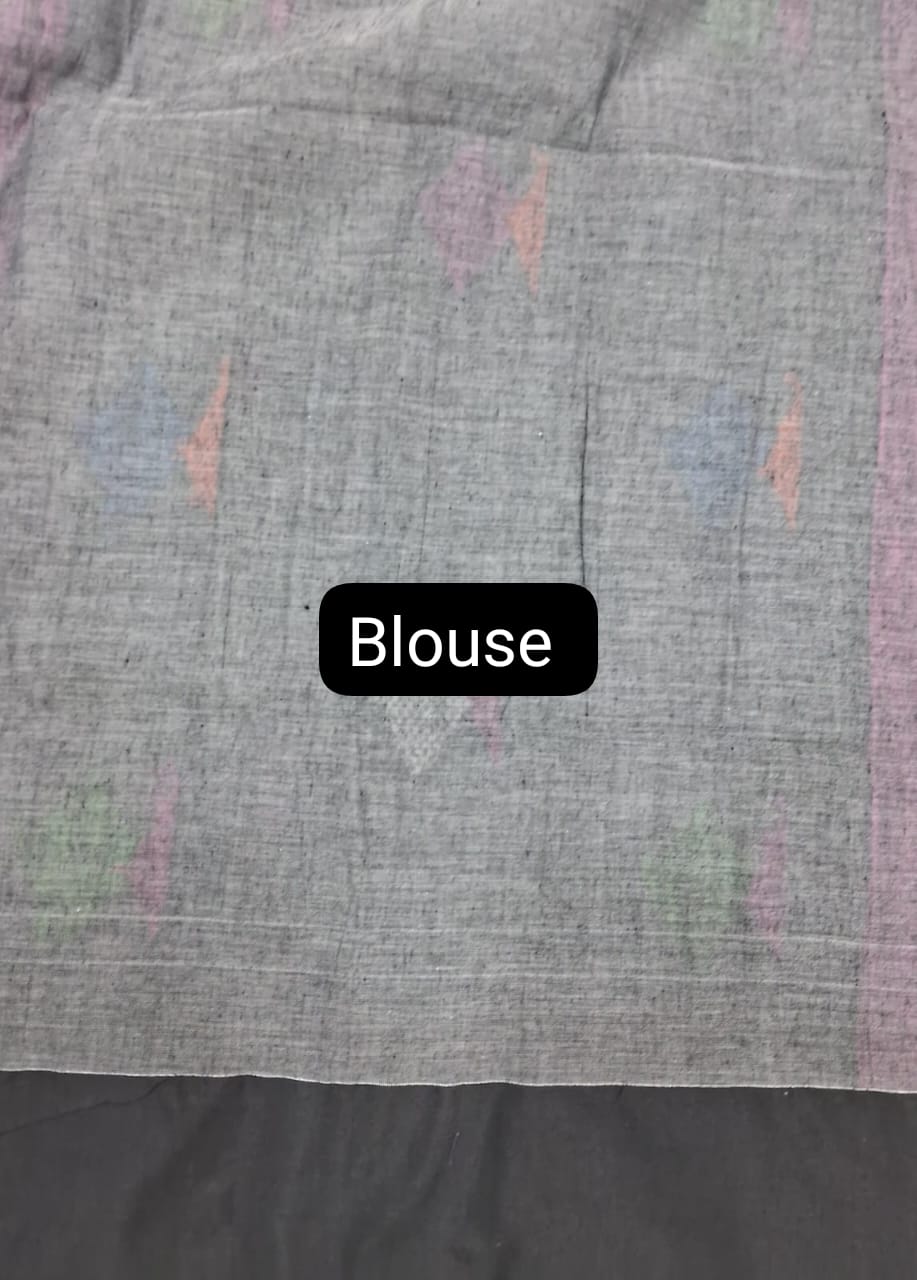 White and Grey Khadhi cotton saree