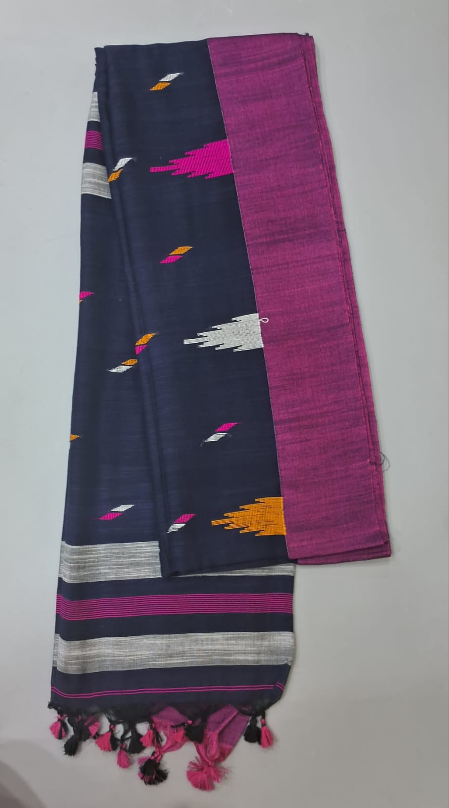 Navy Blue Khadhi Cotton Saree