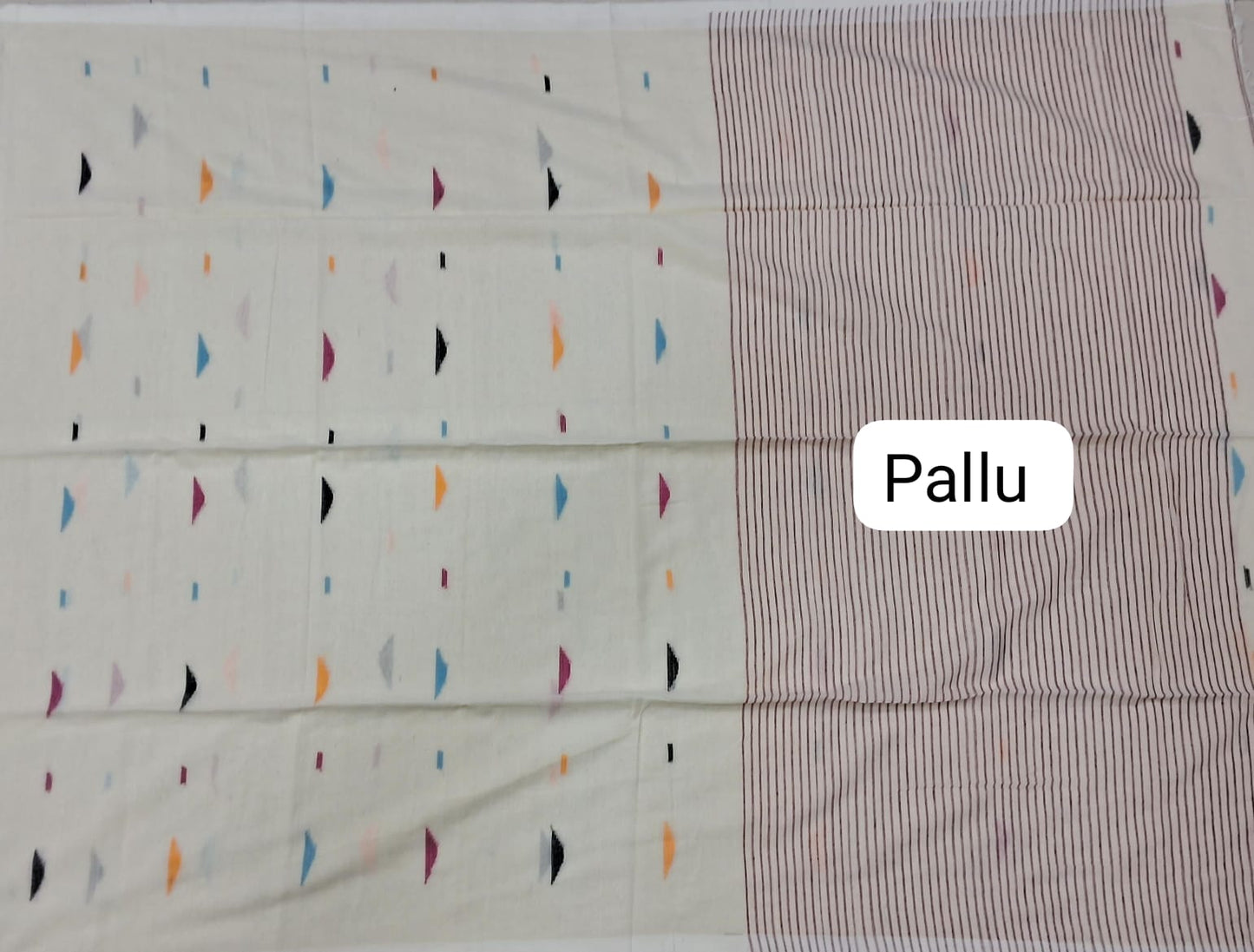Cream Khadhi Cotton Saree