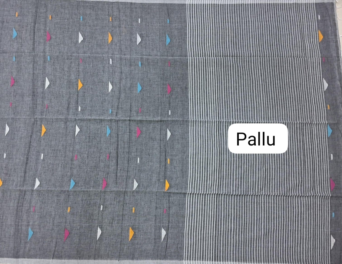Elephant Grey Khadhi Cotton Saree