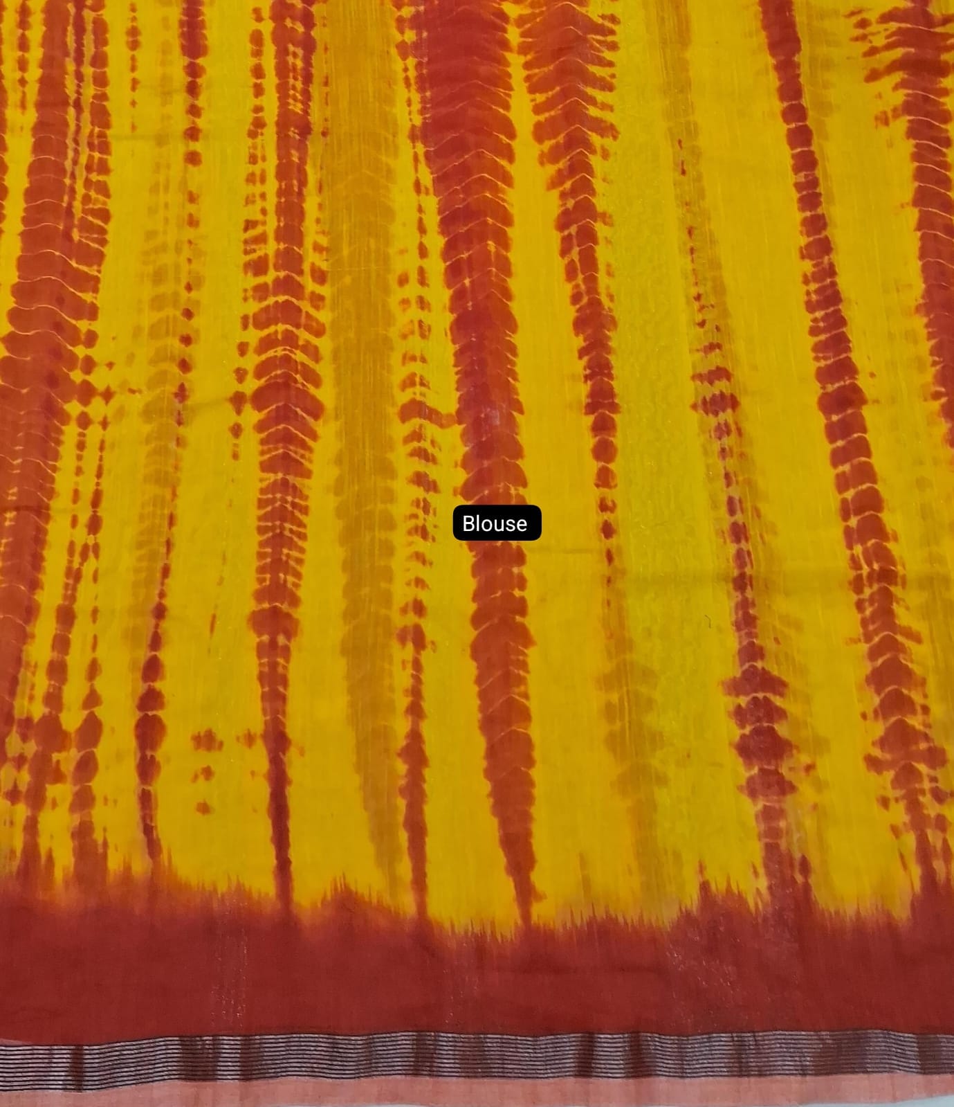 Yellow and red Shibori dyed Khadhi cotton saree