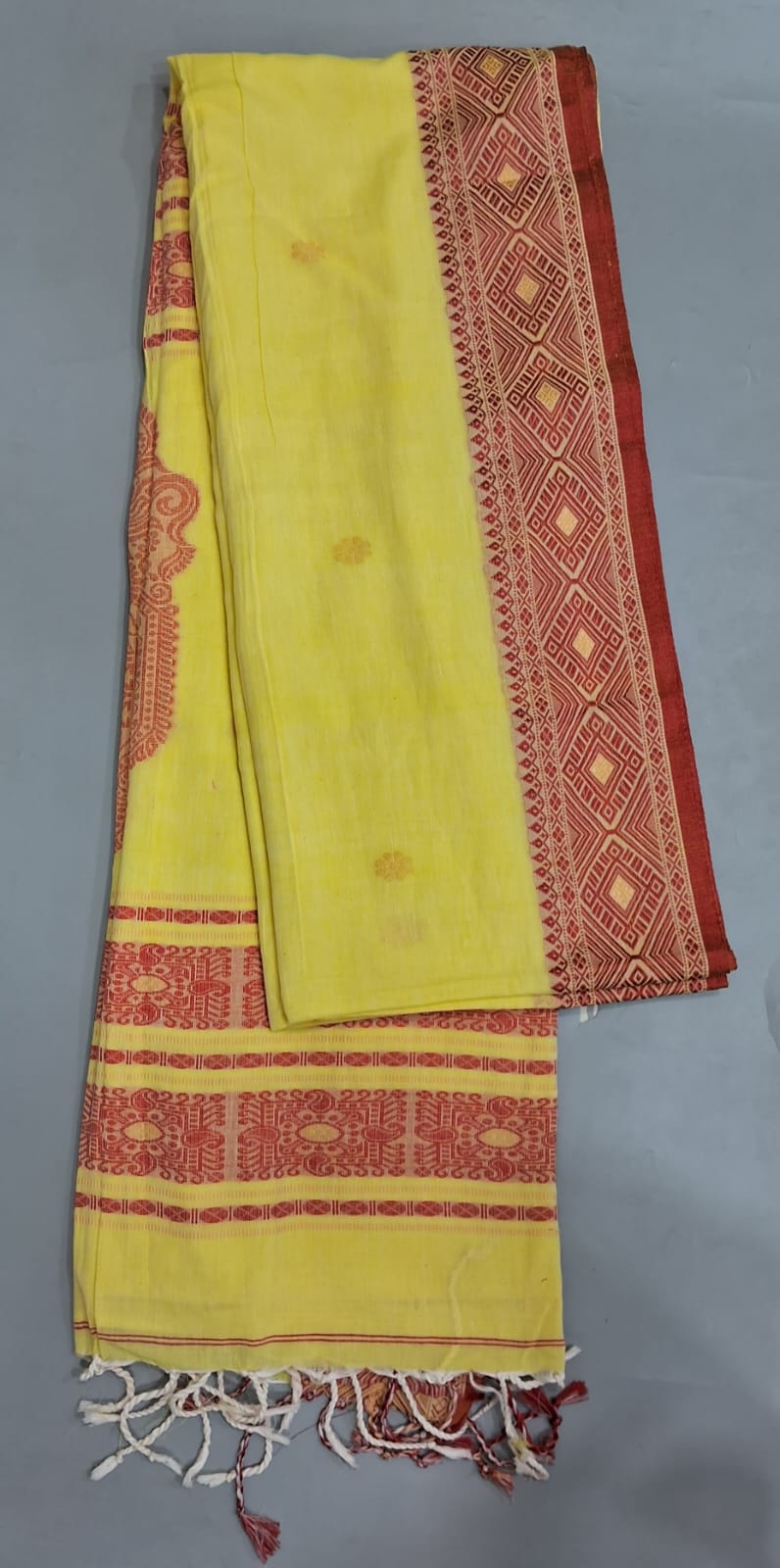 Lemon Yellow Khadhi cotton Saree