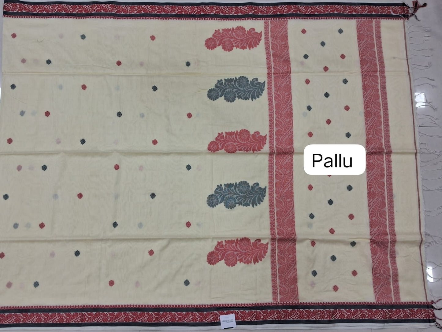 Cream Khadhi Cotton Saree