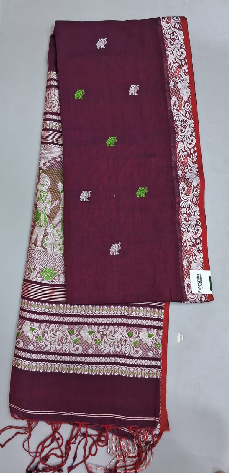 Wine Khadhi Cotton Saree