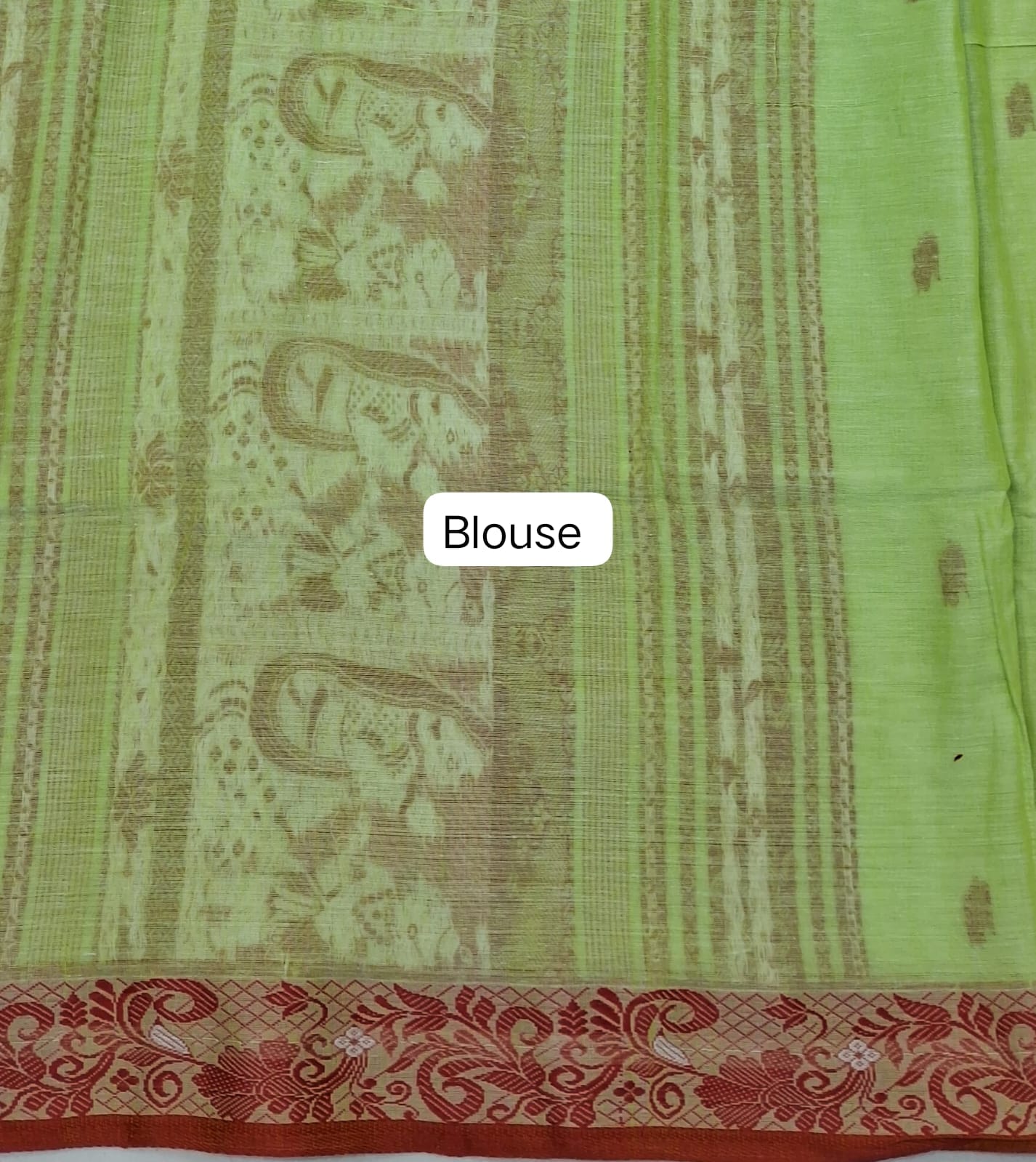 Leaf Green Khadhi Cotton Saree