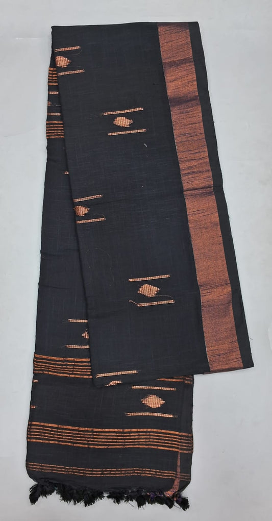 Black Khadhi Cotton Saree