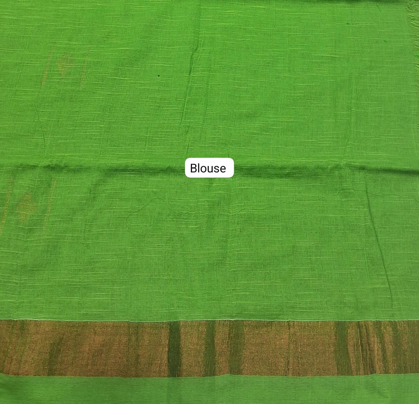 Parrot Green Khadhi Cotton Saree Blouse