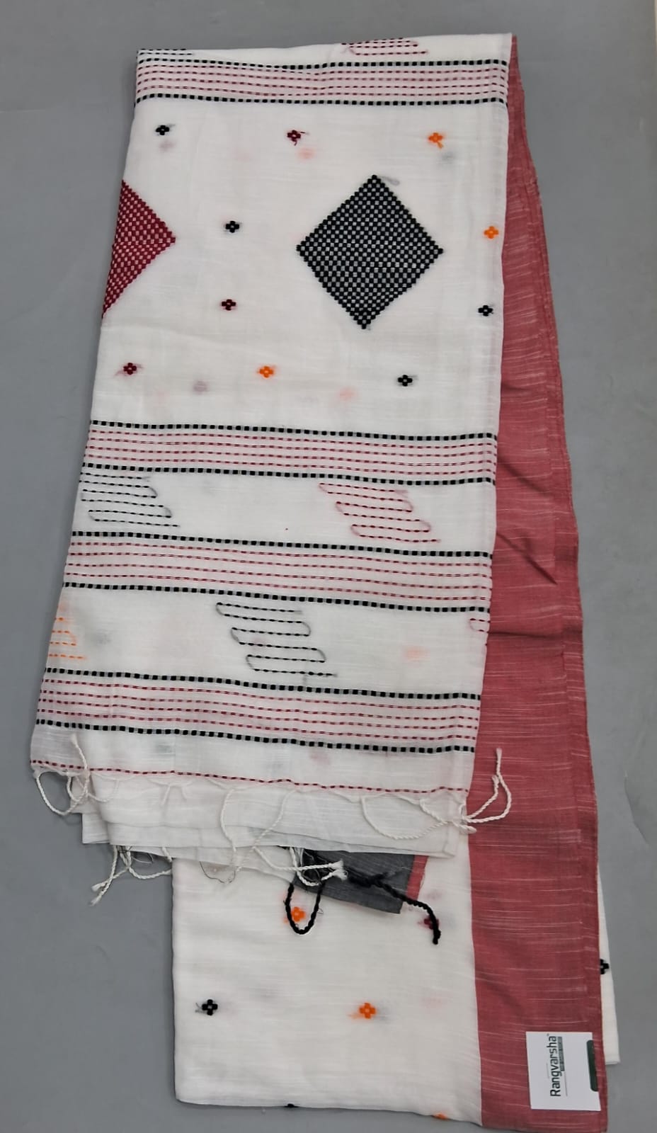 White Khadhi Cotton Saree