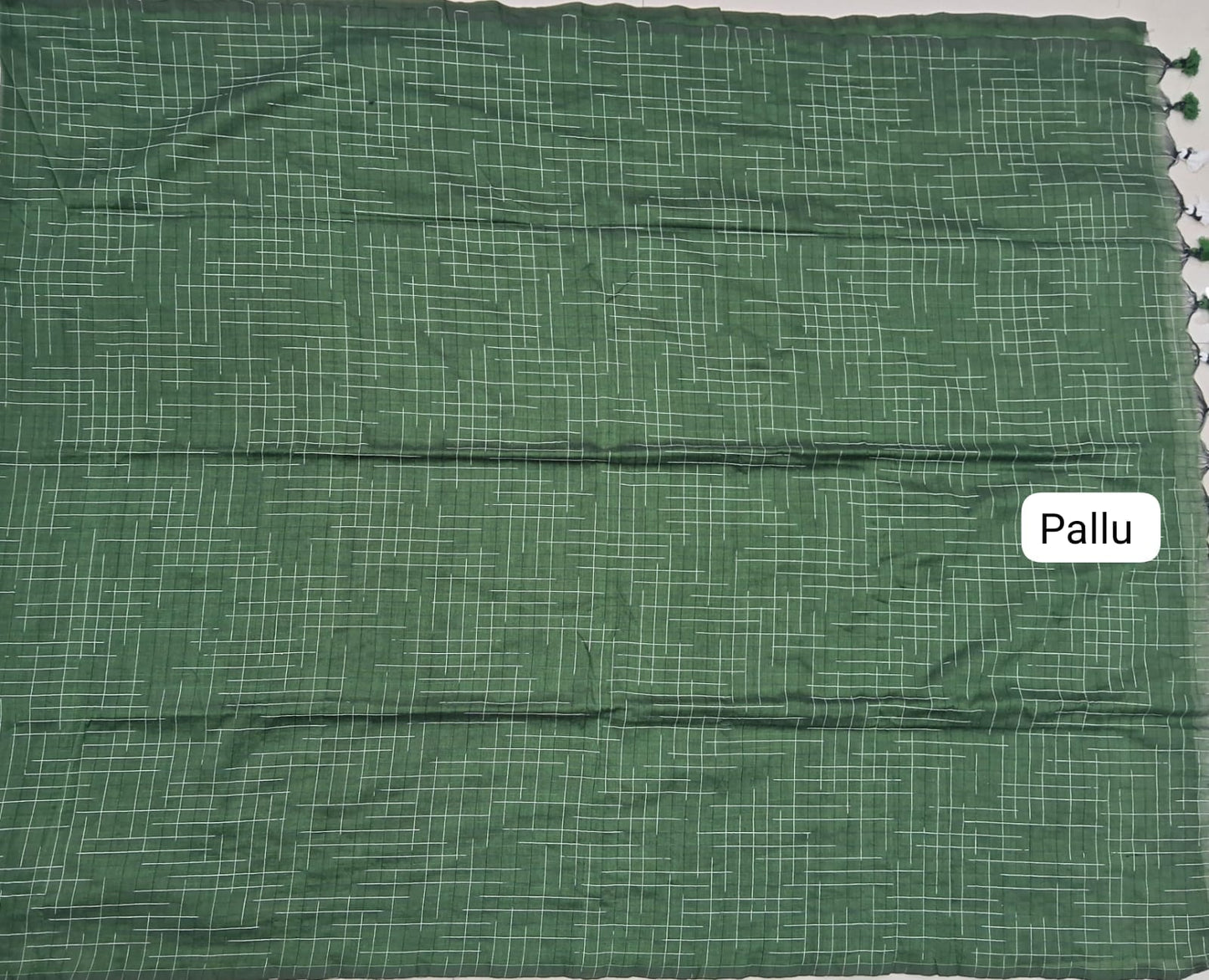 Bottle Green Khadhi Ikkat Cotton Saree