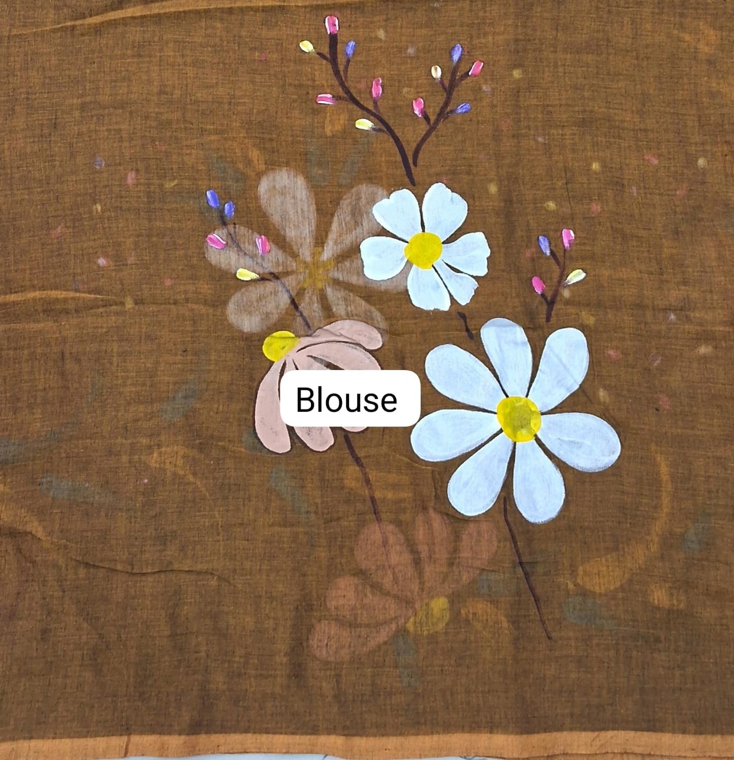 Bright Brown Khadhi /Mulmul Cotton Saree