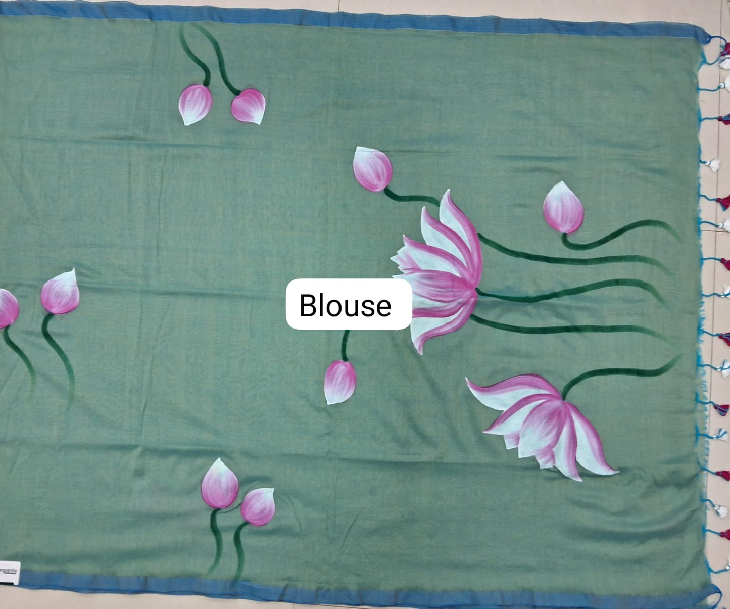 Cool Mint Blue Khadhi /Mulmul Cotton Saree