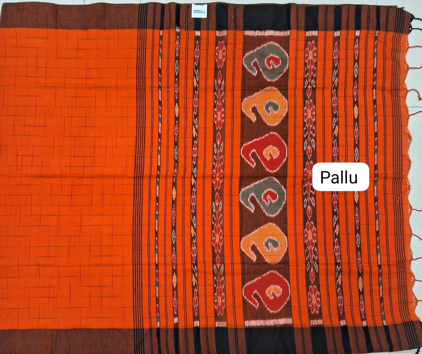 Orange Khadhi Cotton Saree