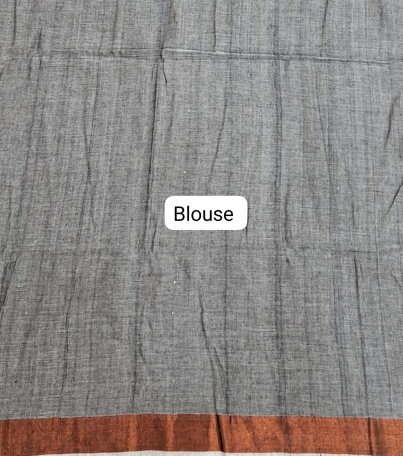 Elephant Grey Handloom Khadhi Cotton Saree Blouse